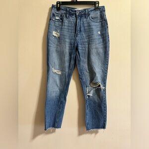 Abercrombie & Fitch Blue Ankle skinny Jeans with Distressed Details